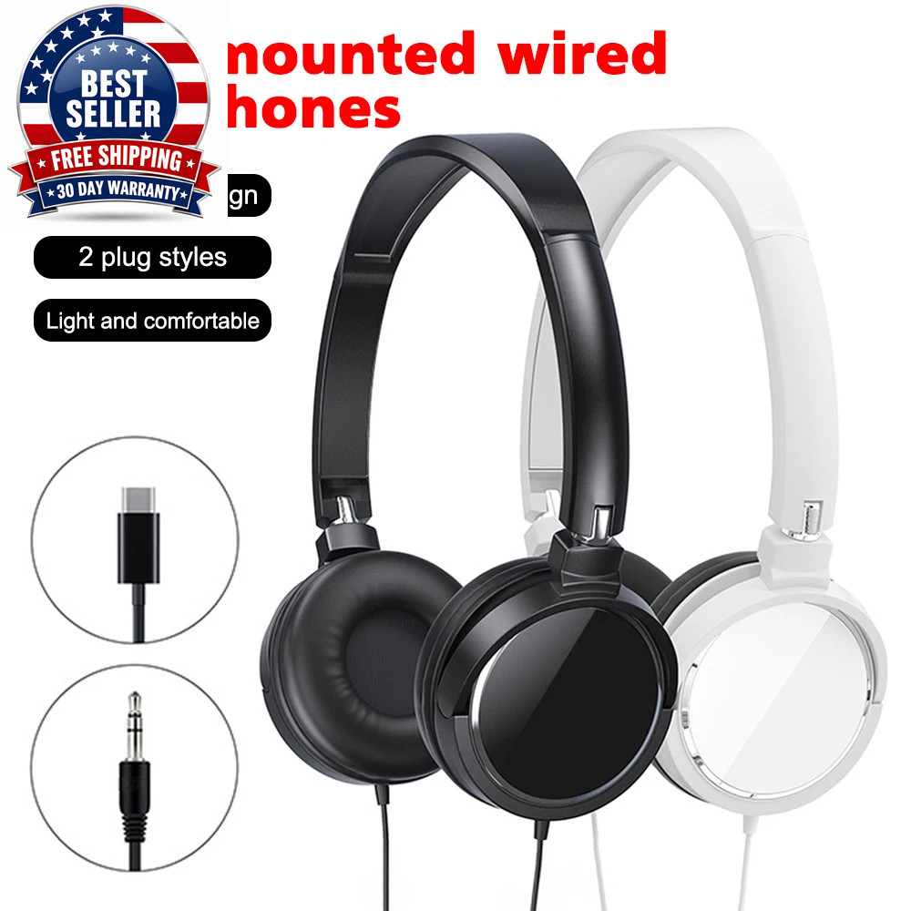 New 3.5Mm/Type-C Plug Wired Headphones Foldable Headphones Bass Stereo Fashion M