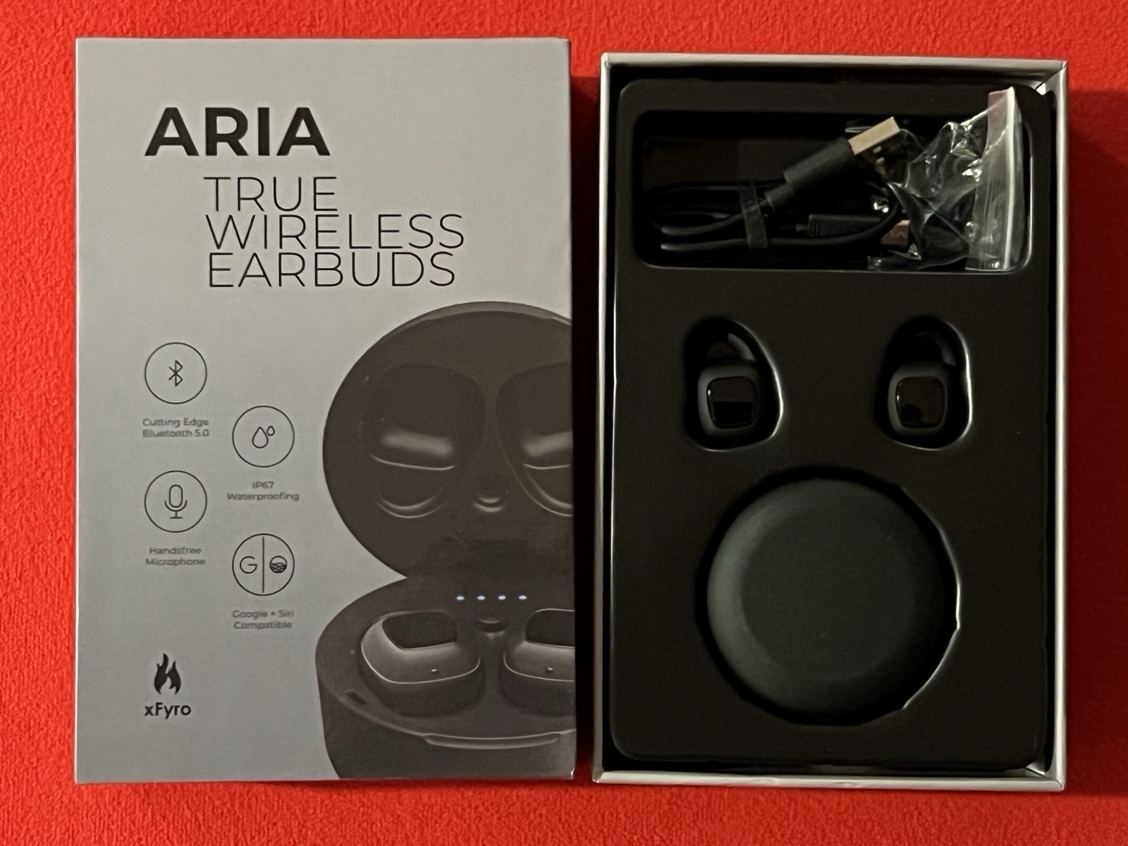 xFyro Aria True Wireless Earbuds—BT 5.0—IP67—Google/Siri—Never Used—Open Box