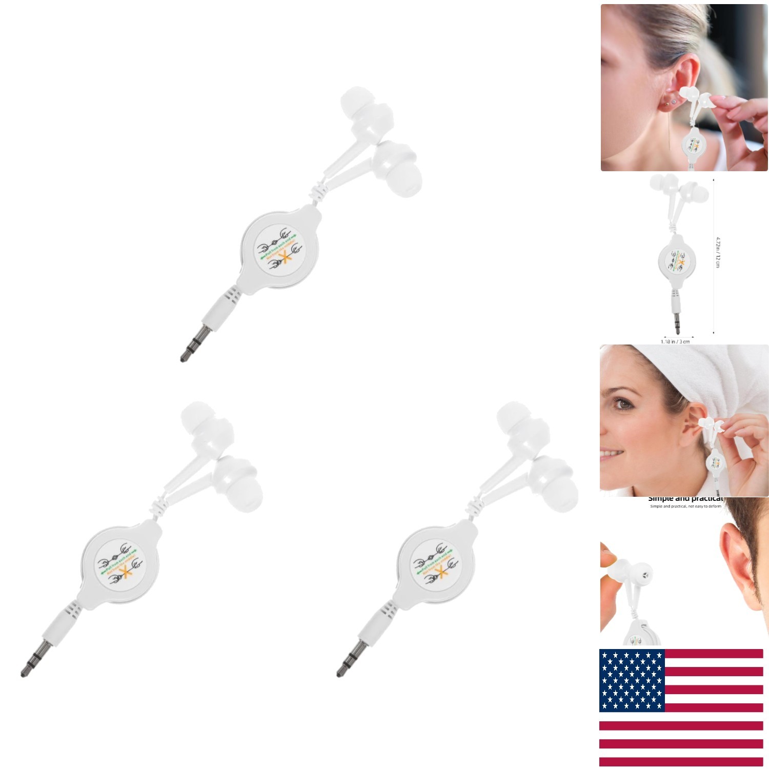 3-Pack Retractable Earbuds with Noise Cancellation – Ideal for Travel & School