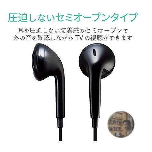ELECOM EHP-TV11I3XBK TV Earphones Semi-Open 14.2mm Driver Black New