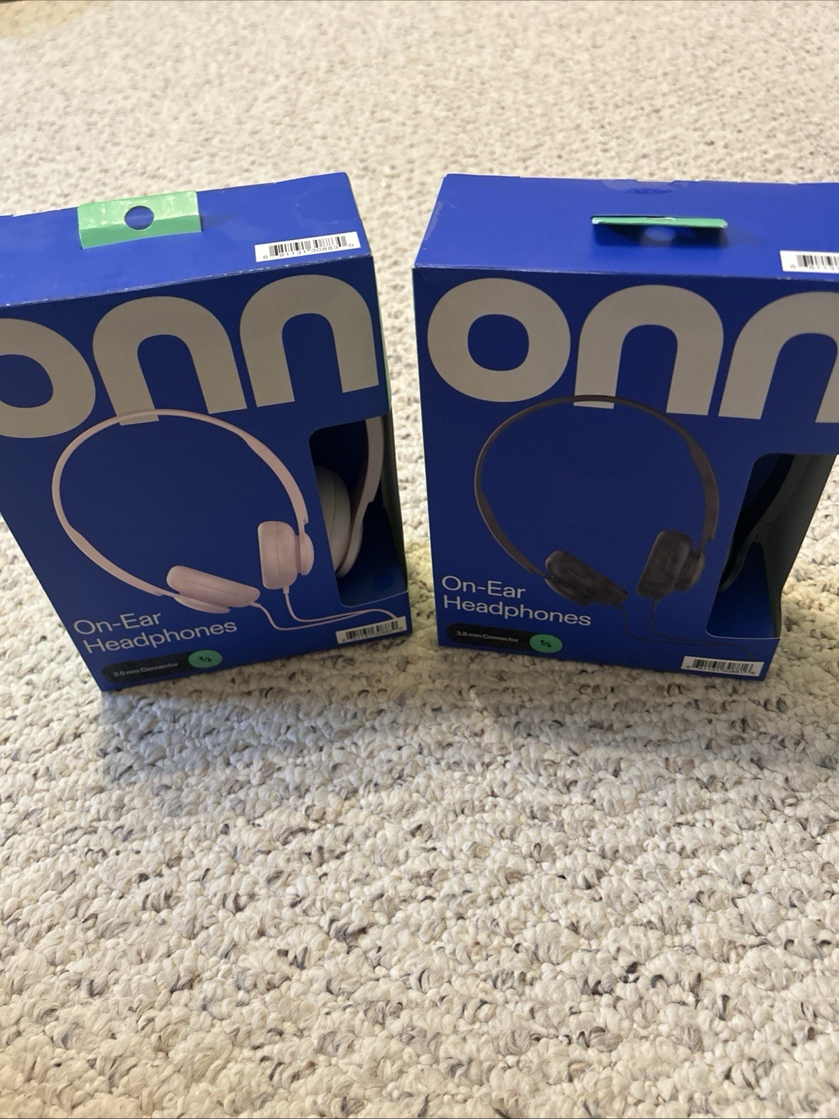 Two ONN On-Ear Wired Padded Lightweight Headphones Black & Pink Lot Of Two