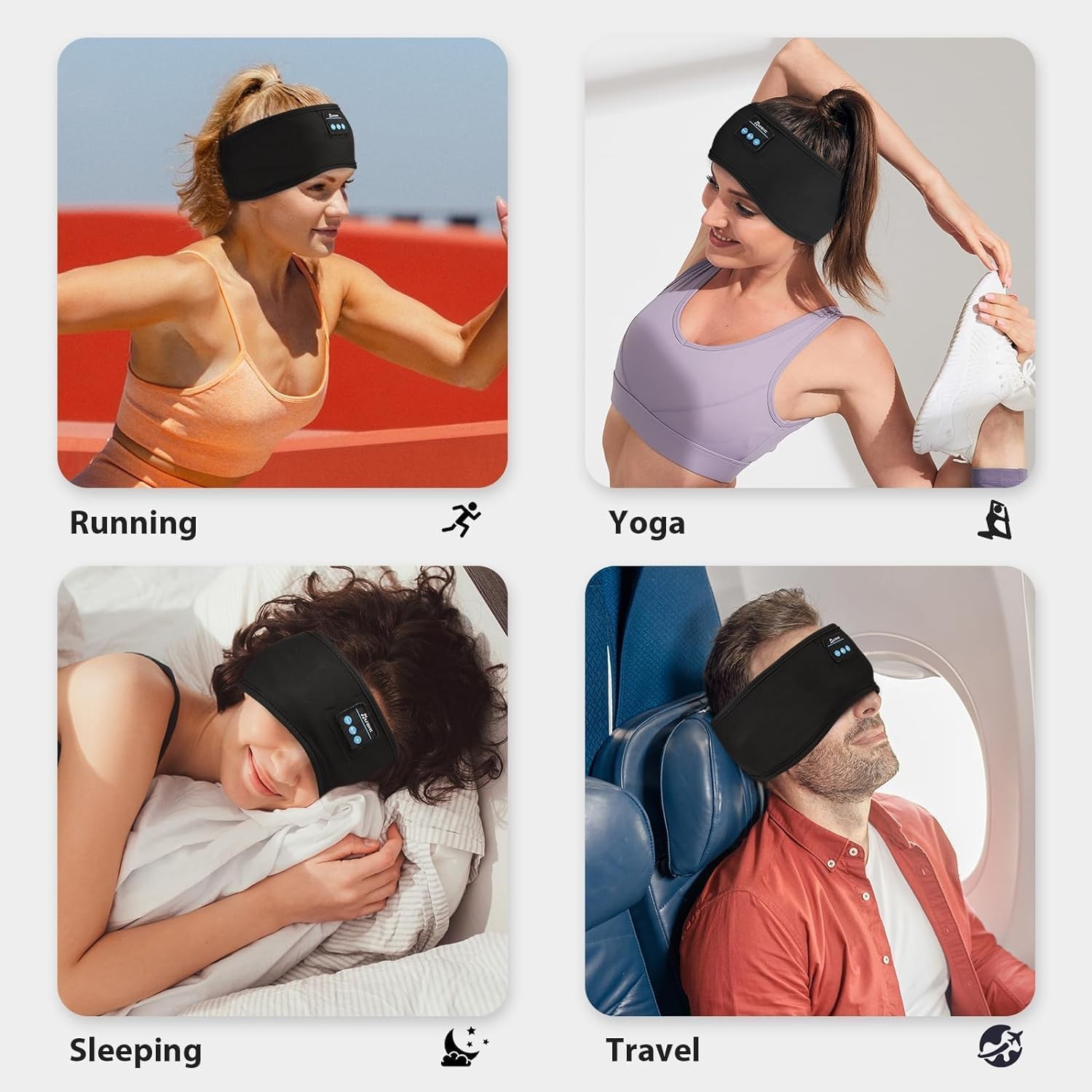 ZRUHIG 2-Pack Adjustable Headband Headphones, 2 Count (Pack of 1), Black&Grey