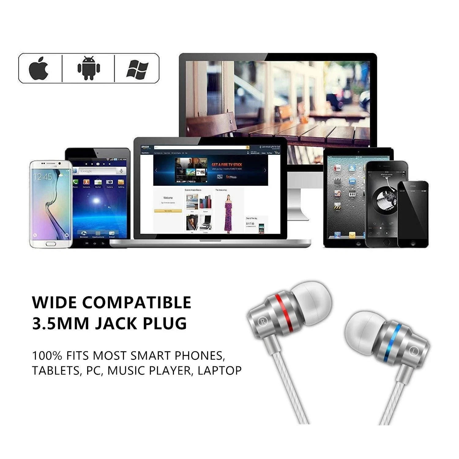 HIFI Bass Stereo Wired Earbuds Headset In-Ear Earphone Headphone MIC 3.5mm