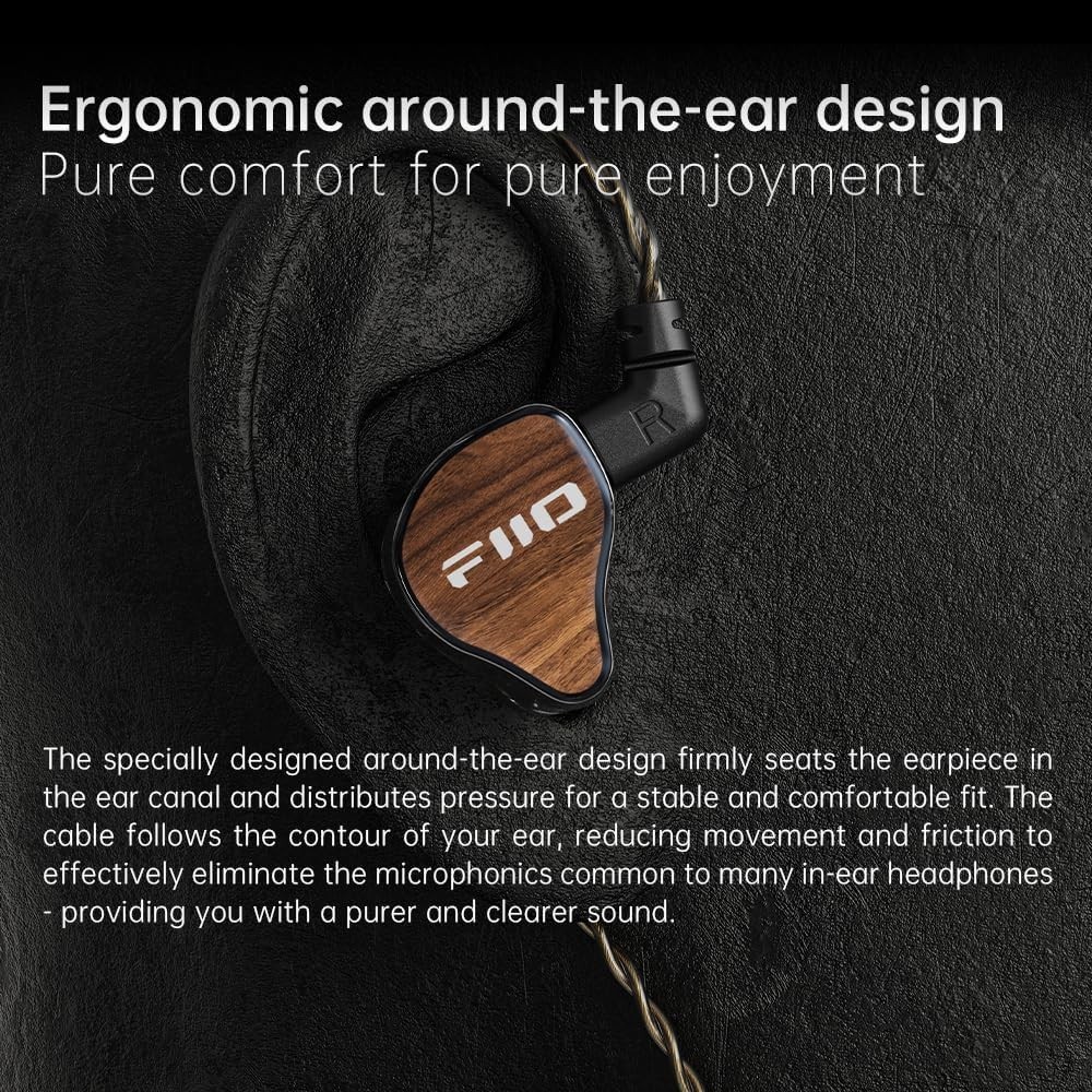 FiiO JH13 Hybrid IEMs 1DD+2BA n-Ear Earphones, 0.78mm 2Pin (Transparent Black)