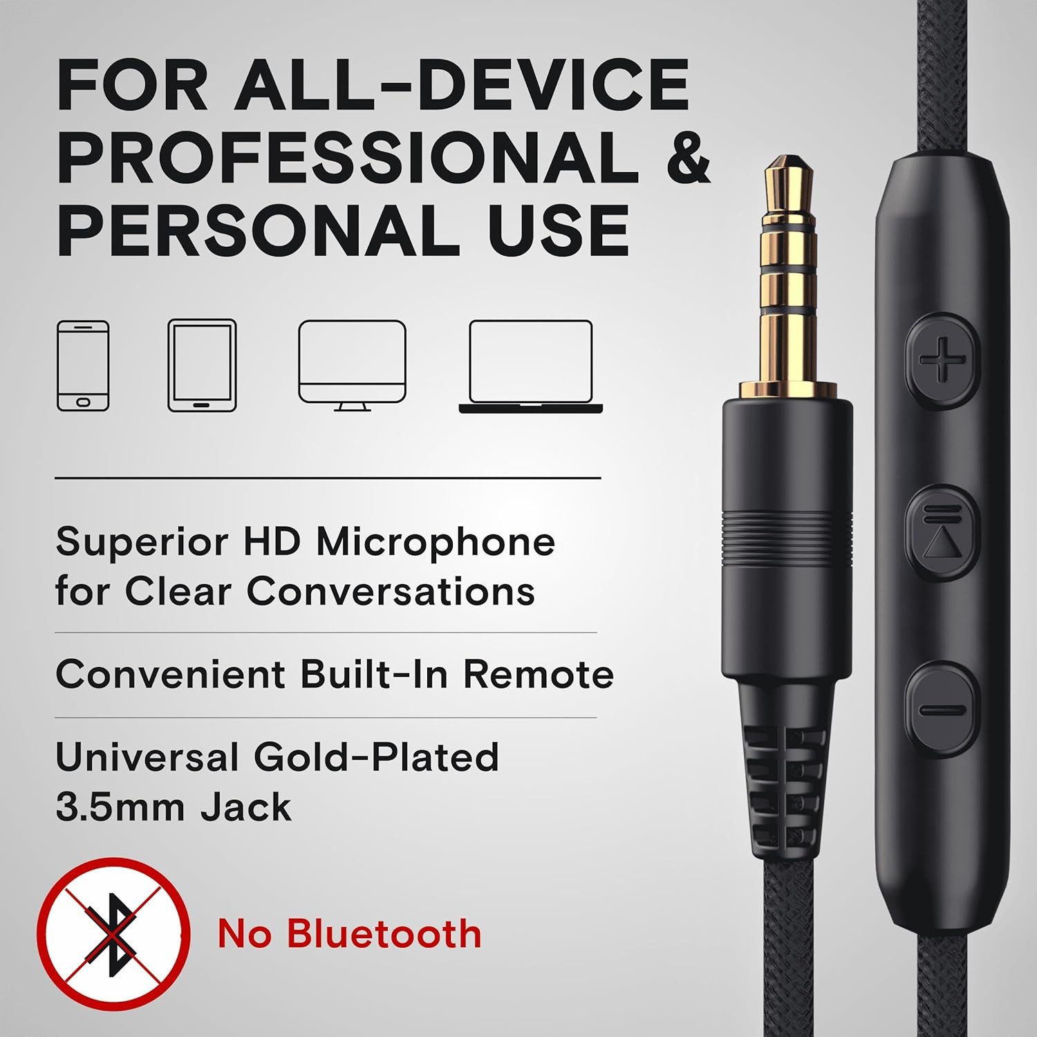 CL750 Wired Headphones with Mic & Volume Control — Noise Isolating On-Ear Headph