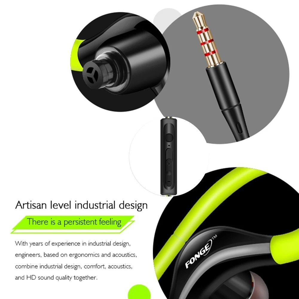 3.5mm In-Ear Wired Earbuds Sports Running Earphone Over Ear Hook Headphone w/MIC