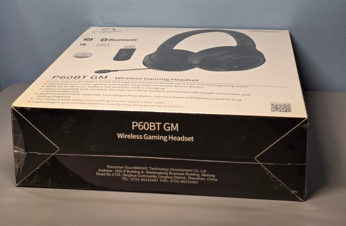 SoundMAGIC P60BT GM Gaming Headset Bluetooth 5.2, Wireless 2.4GHz, 3.5mm -Sealed