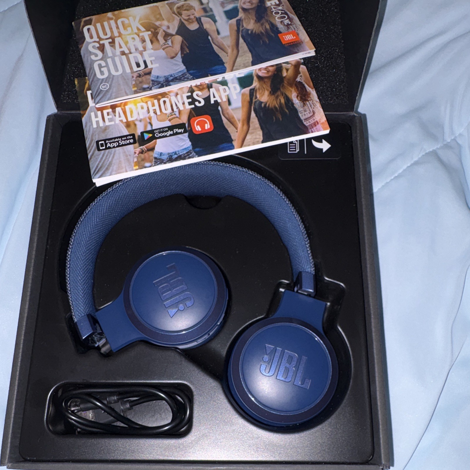 JBL LIVE460NC Blue Bluetooth Wireless Noise Cancelling Headband Headphones