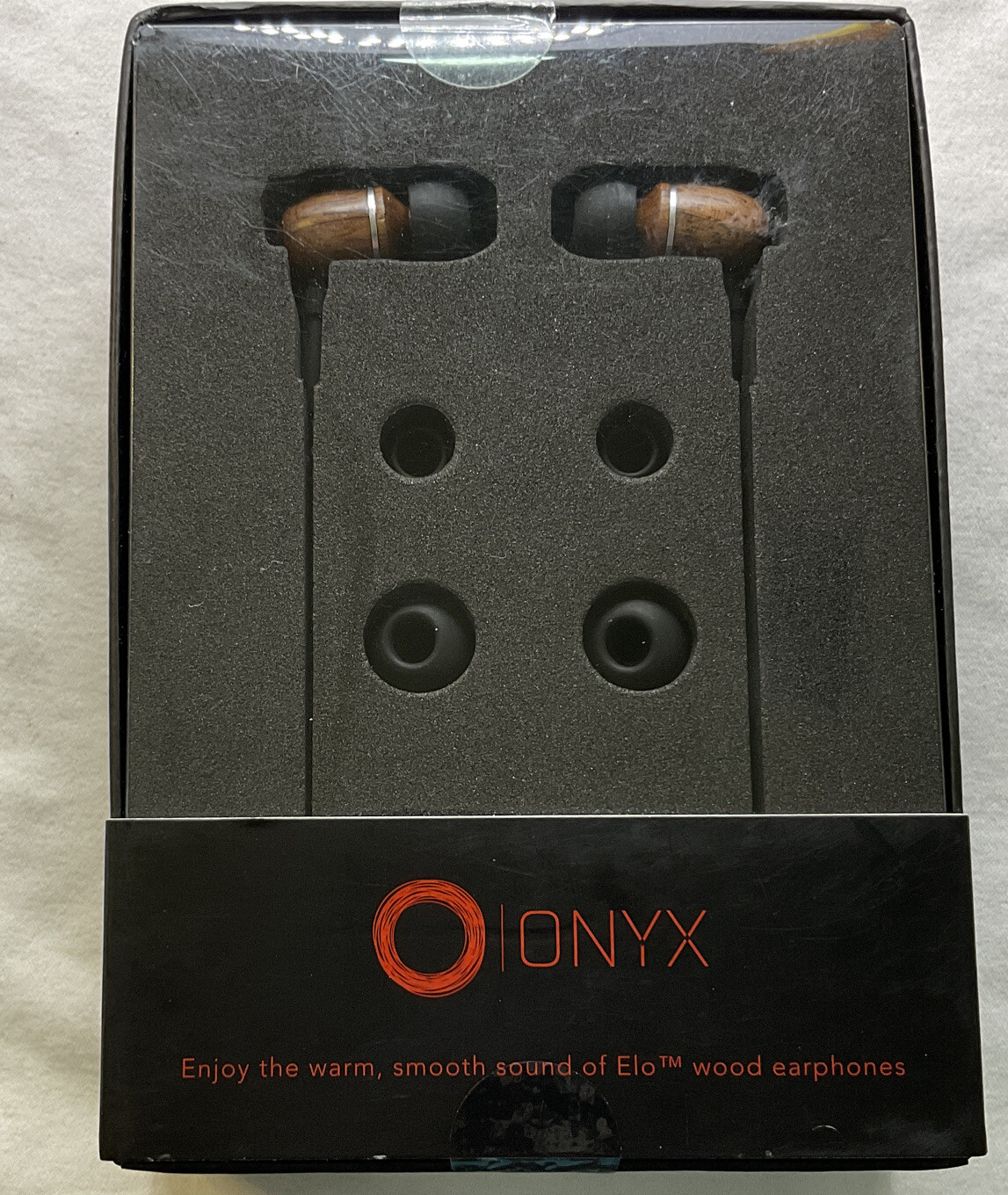 Onyx Wood Wired In-Ear Headphones, Walnut Wood – Black, Extra Ear Tips
