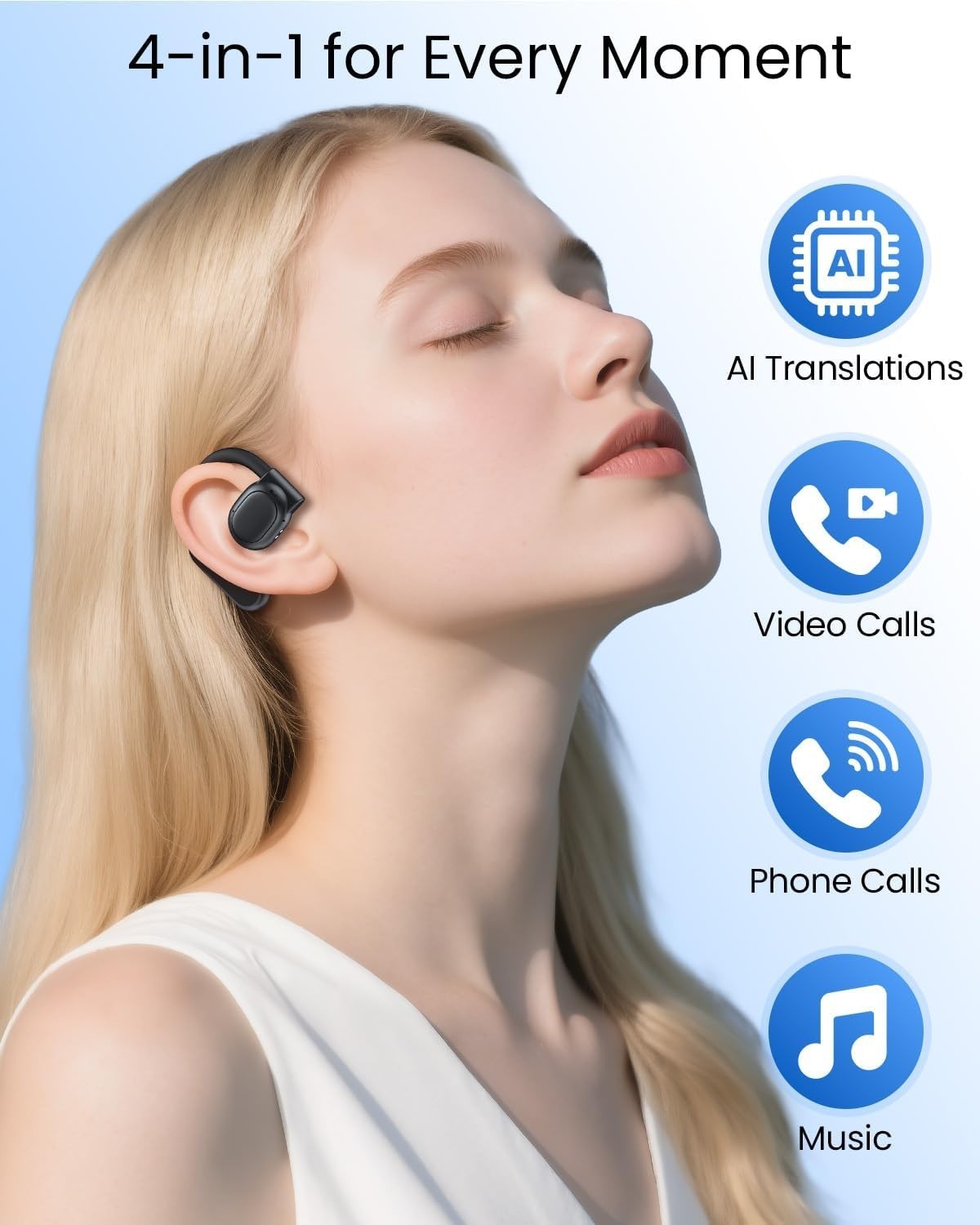 AI Translation Earbuds Real-Time 164 Languages 80H Playtime Wireless Bluetooth