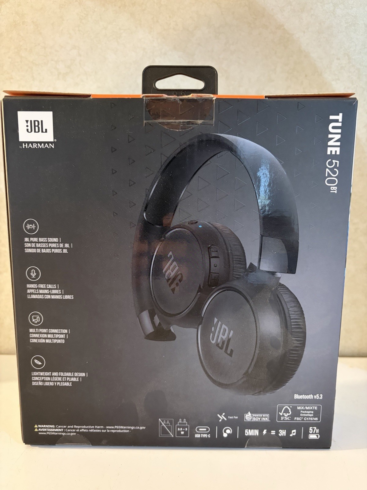 JBL TUNE 520BT Bluetooth Headphones New Open Box
