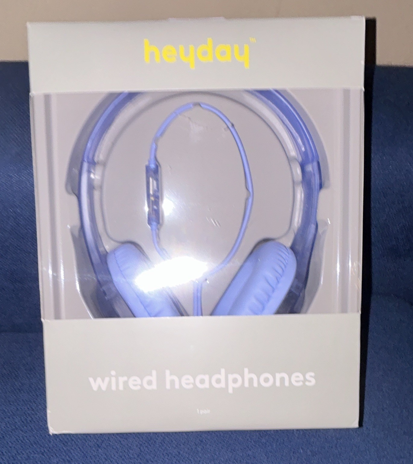 heyday Wired Headband Headphones 3.5mm Blue w/ Mic, Volume Control, Adj.