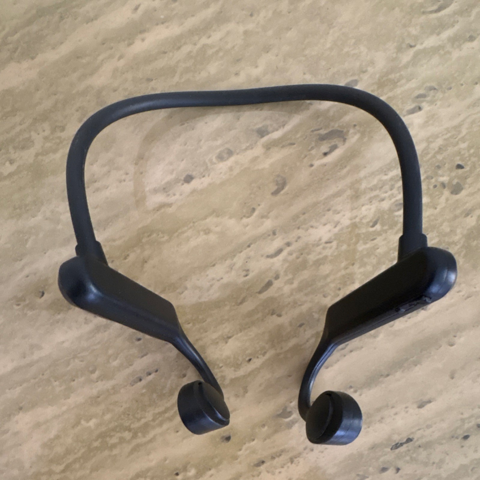 Black Wireless Bone Conduction Neckband Headphones Bluetooth Built-In Controls