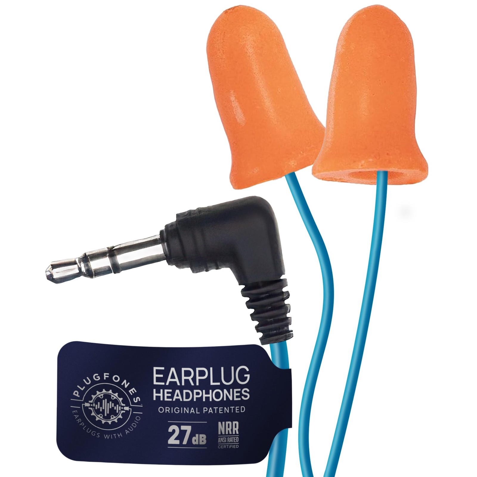 Plugfones Basic Earplug Headphones Earplug-Earbud 1 Count (Pack of 1), Orange