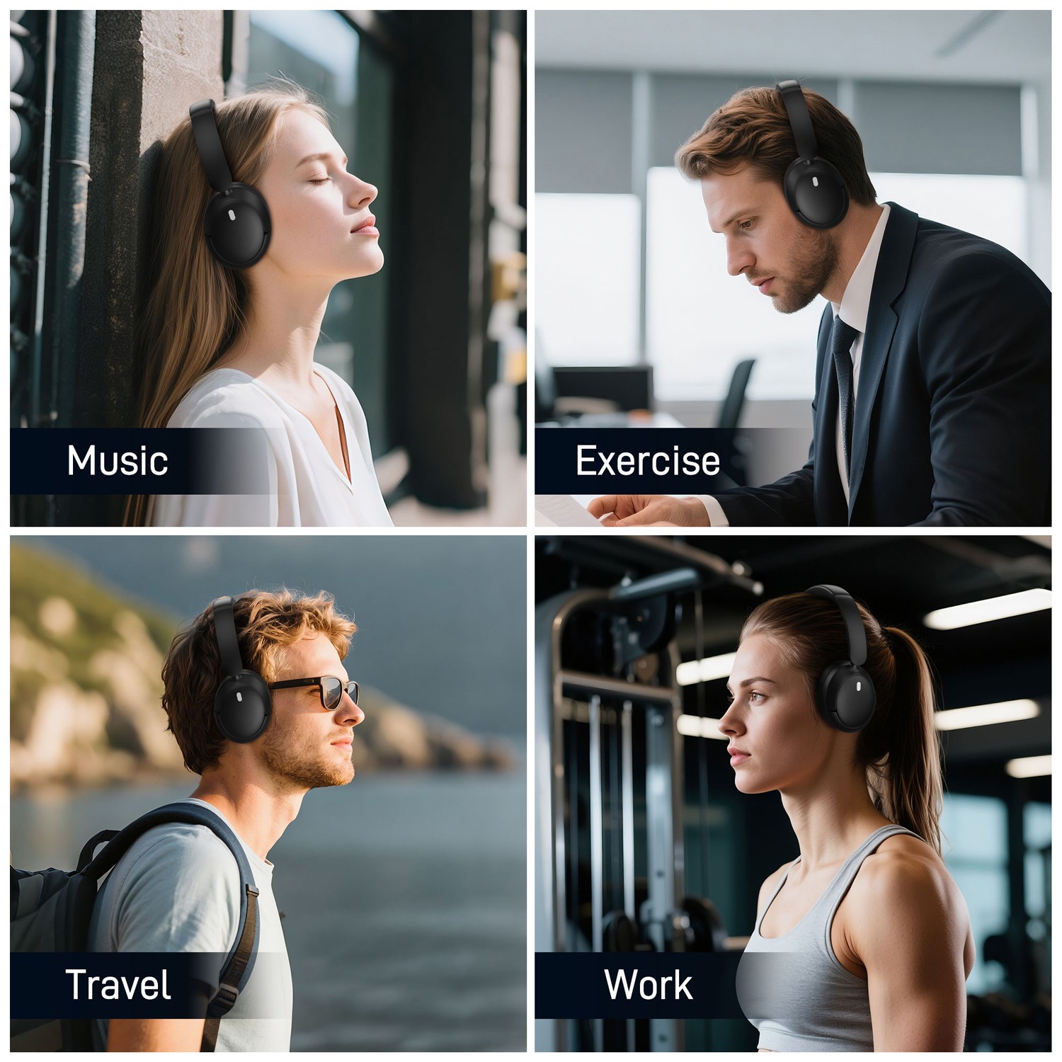 Over-Ear Headphone Bluetooth Active Noise Cancelling Wireless Foldable Headset