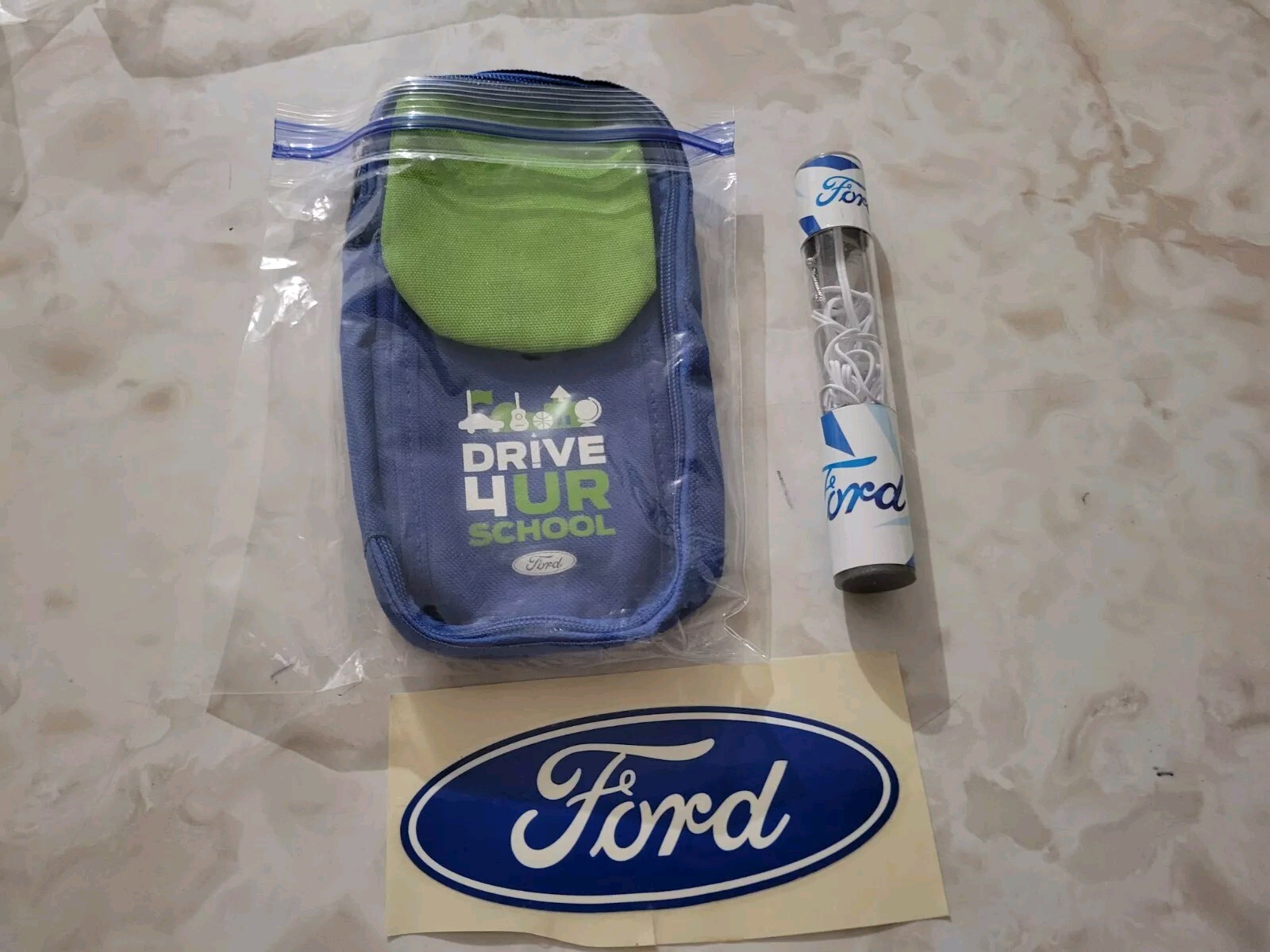 Ford Original Earphones + Bag + Decal Lot Dealer Promo Gift