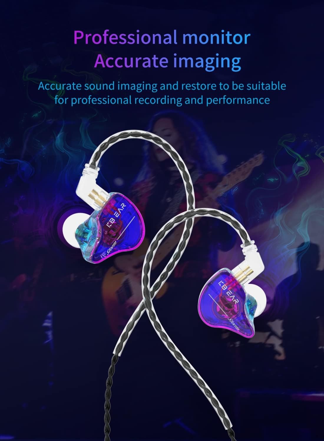 KBEAR Storm Professional in Ear Monitor Earphones for Singers Drummers Musicians