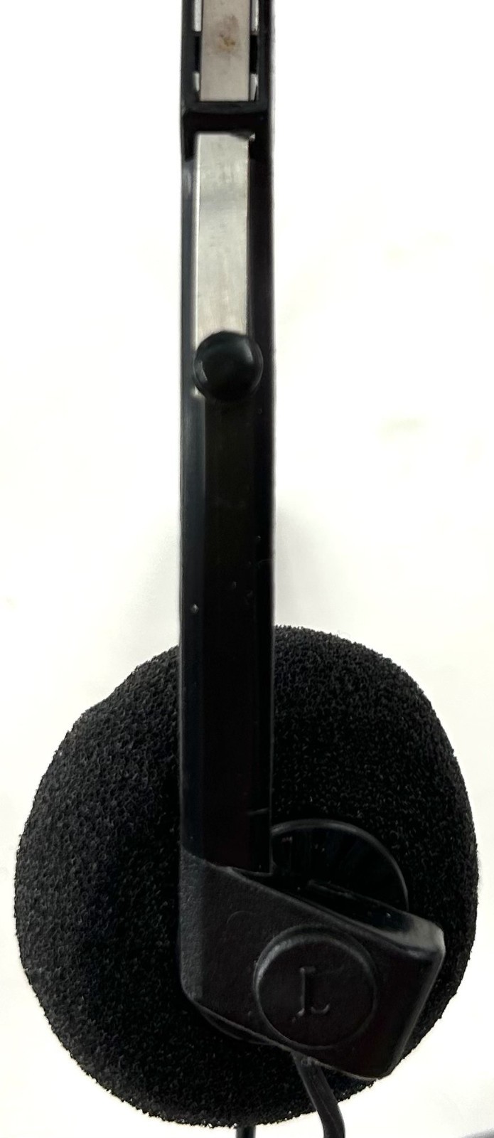 Vintage 1990s Generic Basic Corded Foam Headphones, Metal Frame, Black , Tested