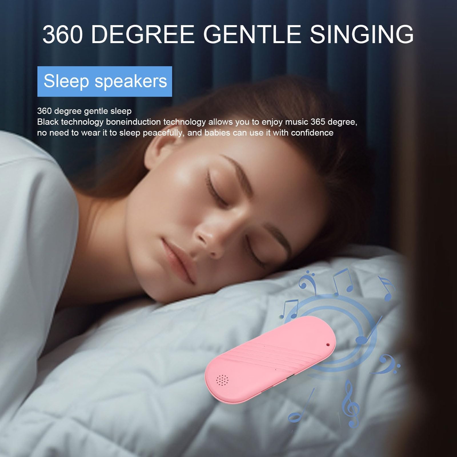 Dpofirs Pillow Speaker Bluetooth Sleep Headphones for Men and Women, Pink