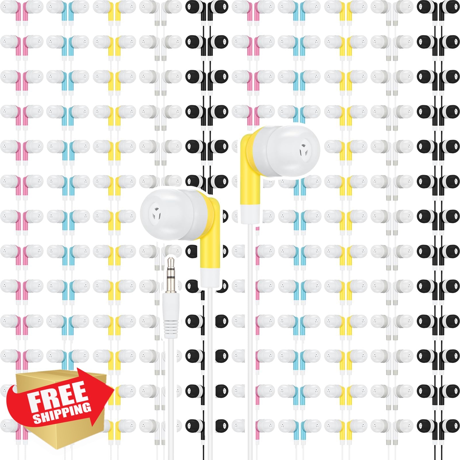Xuhal 200 Pcs Wired Earphones 5 Colors Bulk