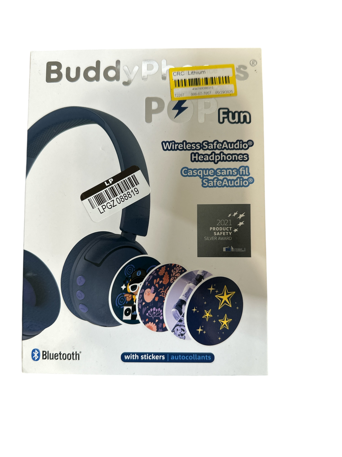 BuddyPhones POP Fun Foldable Bluetooth Wireless Kids Headphones + Mic – Blue