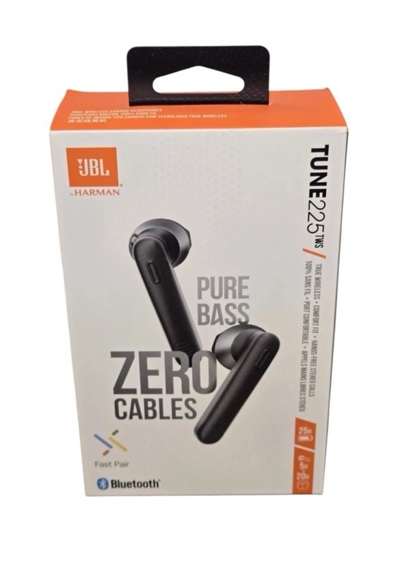 JBL Tune 225TWS Black True Wireless Bluetooth Earbuds JBLT225TWS New Sealed