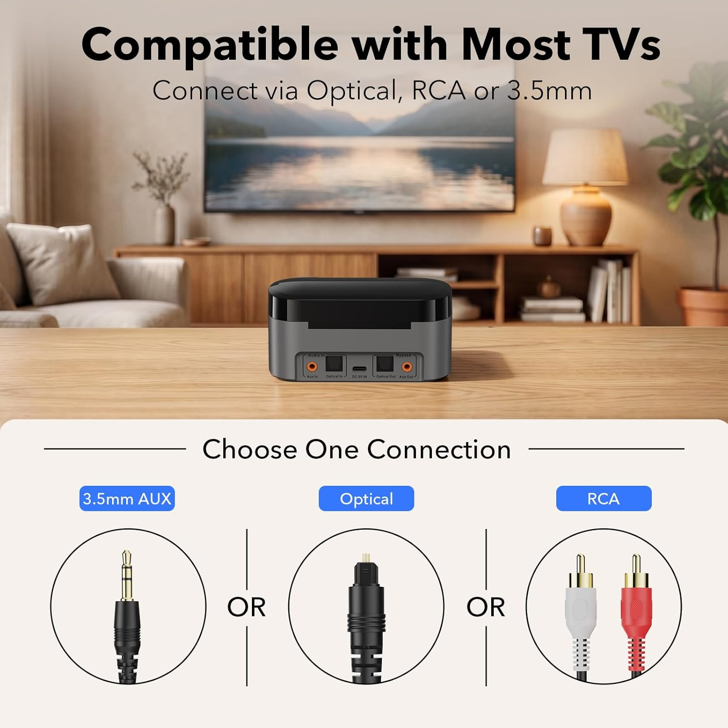 1Mii ClearLinkTV E5 Wireless TV Earbuds for Seniors, Plug & Play Open-Ear Headph