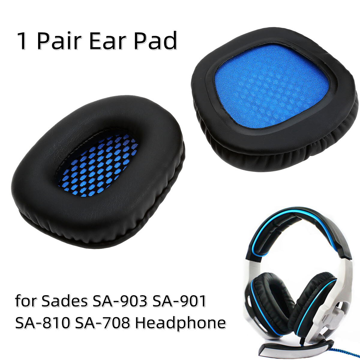 1 Pair Headphones Replace Ear Pads for Sades SA-903 SA-901 SA-810 SA-708 Headset