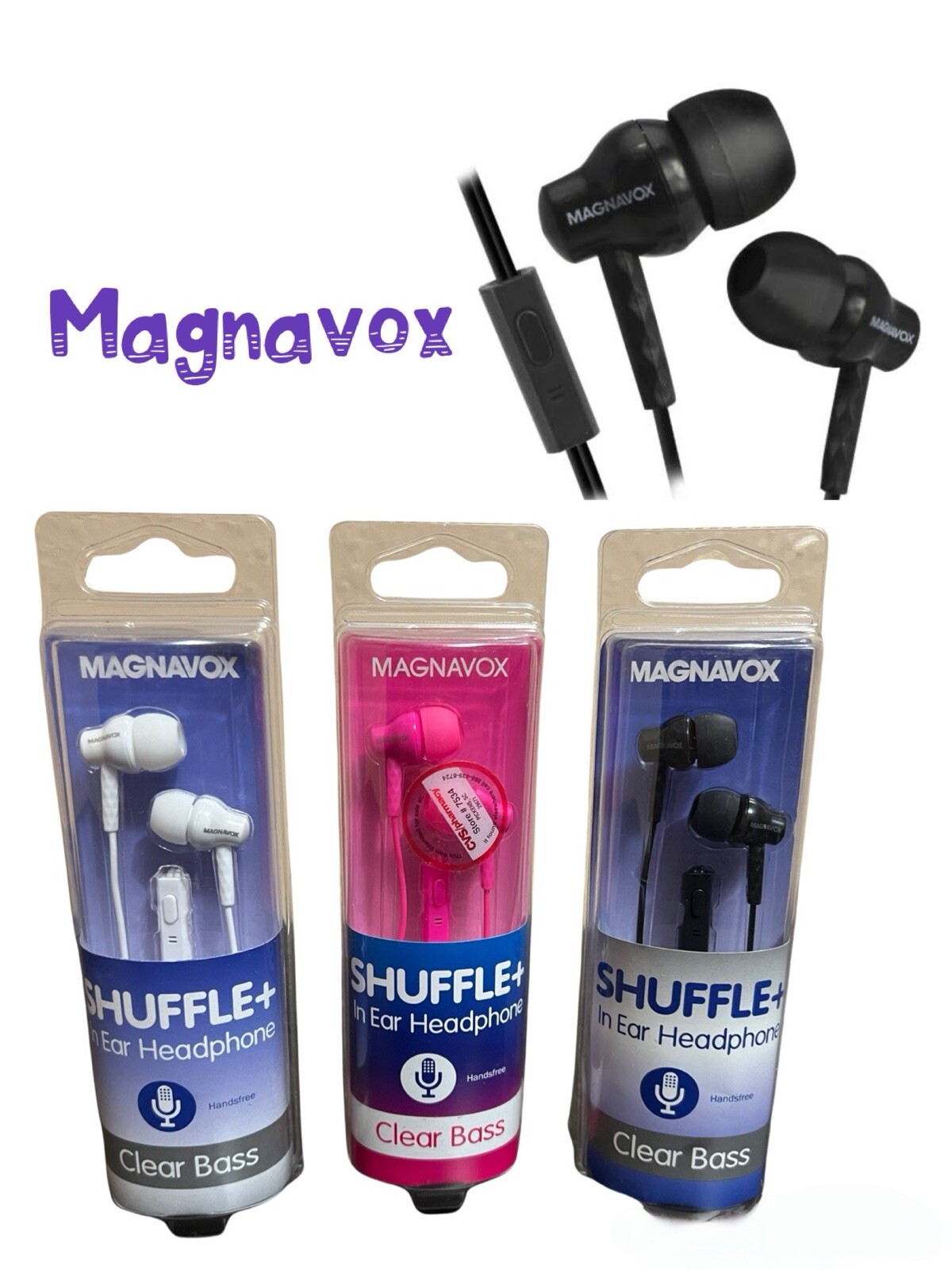 10-Pieces Magnavox Shuffle In Ears Headphones Clear Bass Wired With Mic