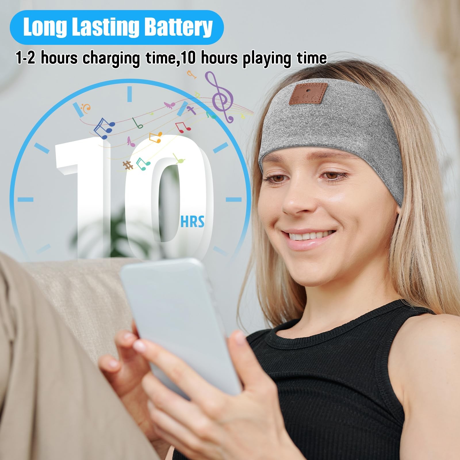 2-Pack Sleeping Headphones Wireless Bluetooth 1 Count (Pack of 2), Black+Grey