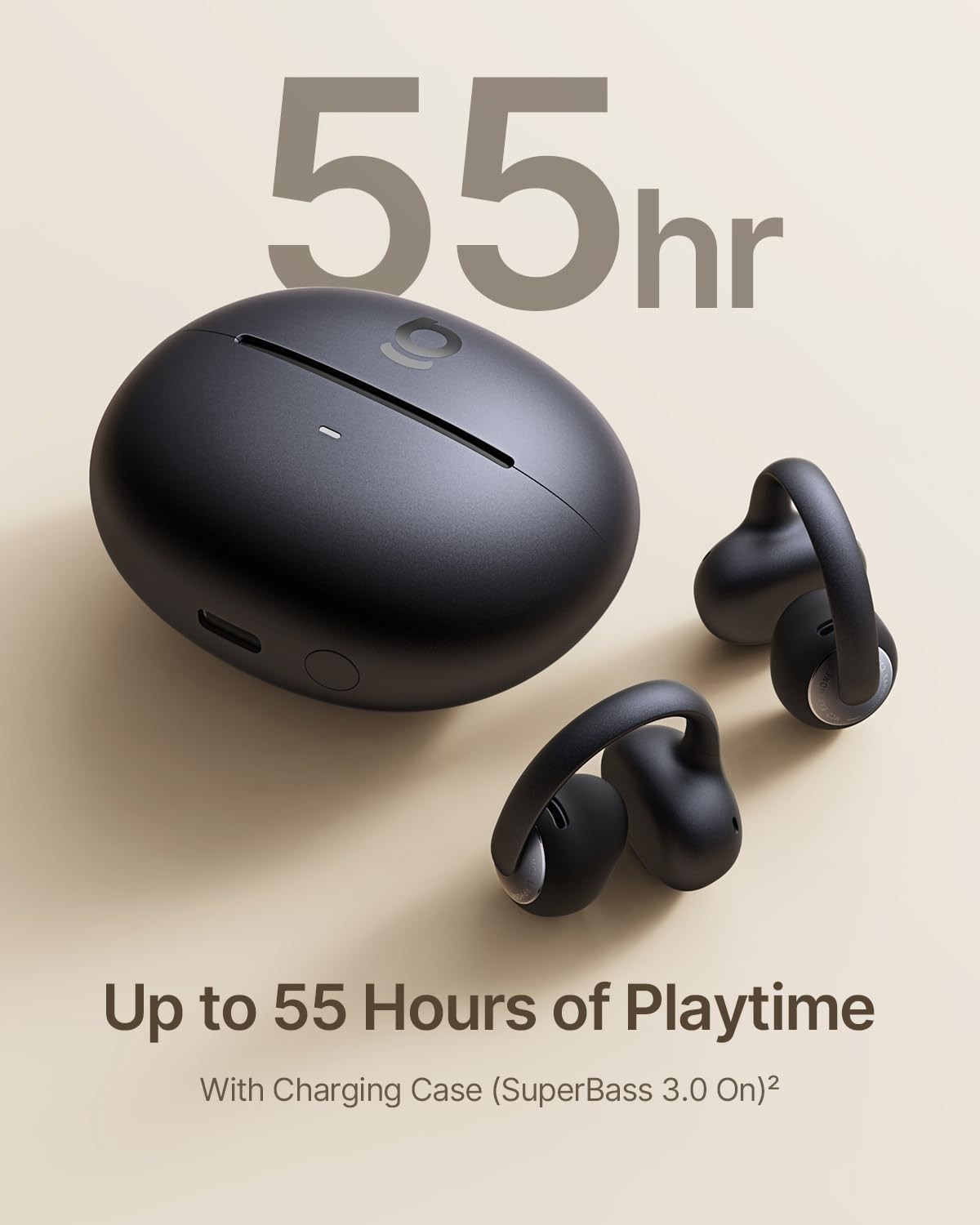Open Ear Clip-On Earbuds, LDAC Hi-Res Audio, Bluetooth 6.0, 55H Playtime, IP67 W