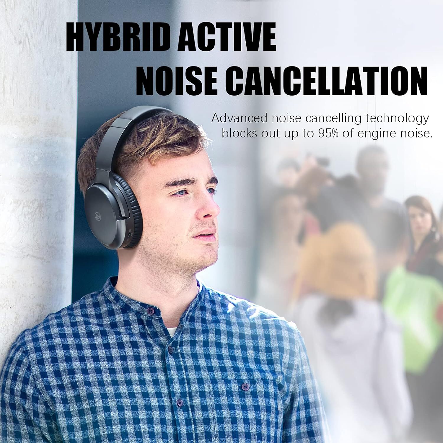 Bluetooth Headphones Over Ear, 100H Playtime, ANC, Mic, Deep Bass, Fast Charge