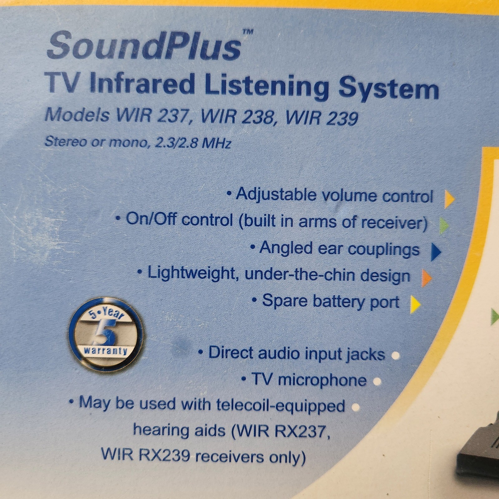 Williams Sound SoundPlus TV Infrared Listening System WIR 238 Under-the-Chin Set
