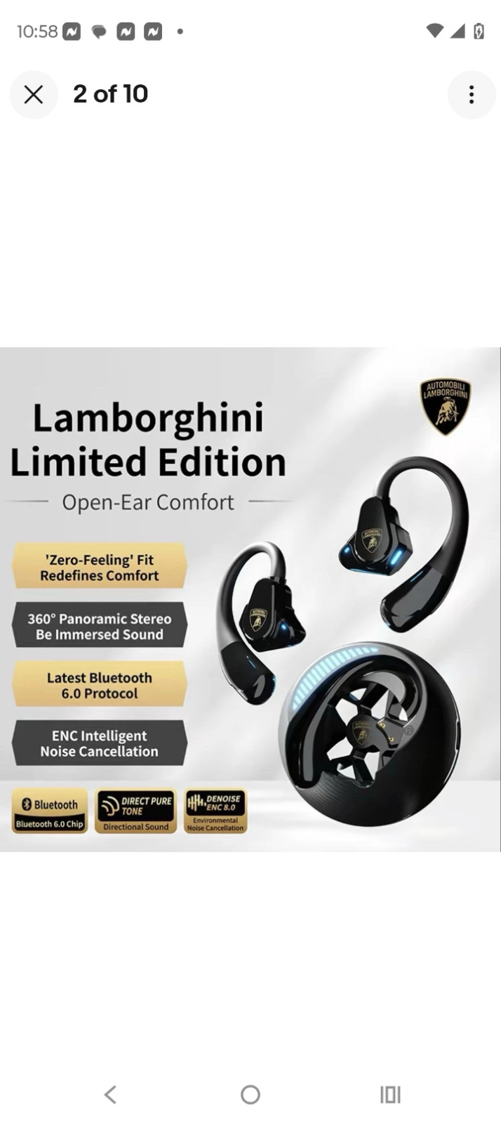 Lamborghini Official Wireless Earbuds | Sport Ear Hook| Vintage|Limited edition
