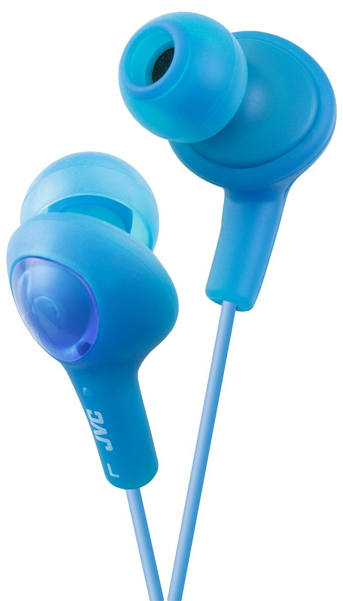 JVC HAFX5A Gumy Plus In‑Ear Stereo Headphones Blue Earbuds with Noise Isolation