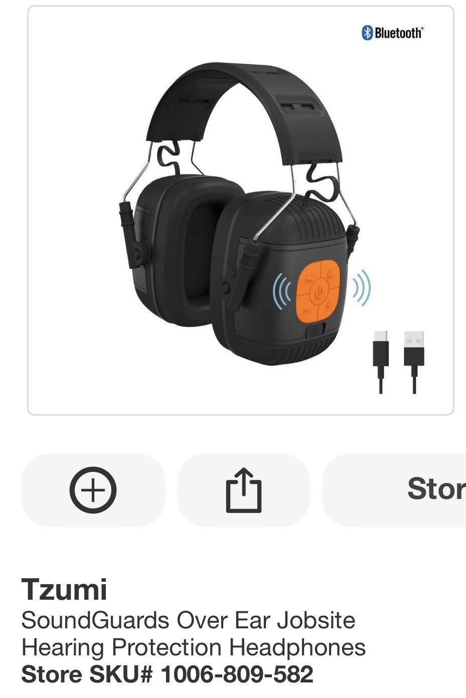 Tzumi SoundGuards Over Ear Jobsite Hearing Protection Headphones