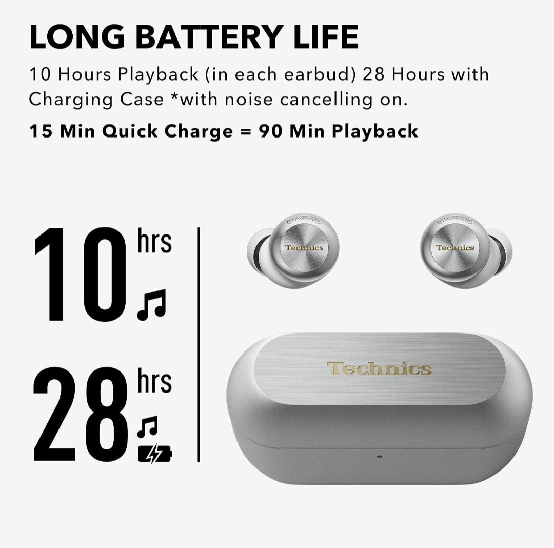 Technics EAH-AZ100-S True Wireless Bluetooth Earbuds Silver