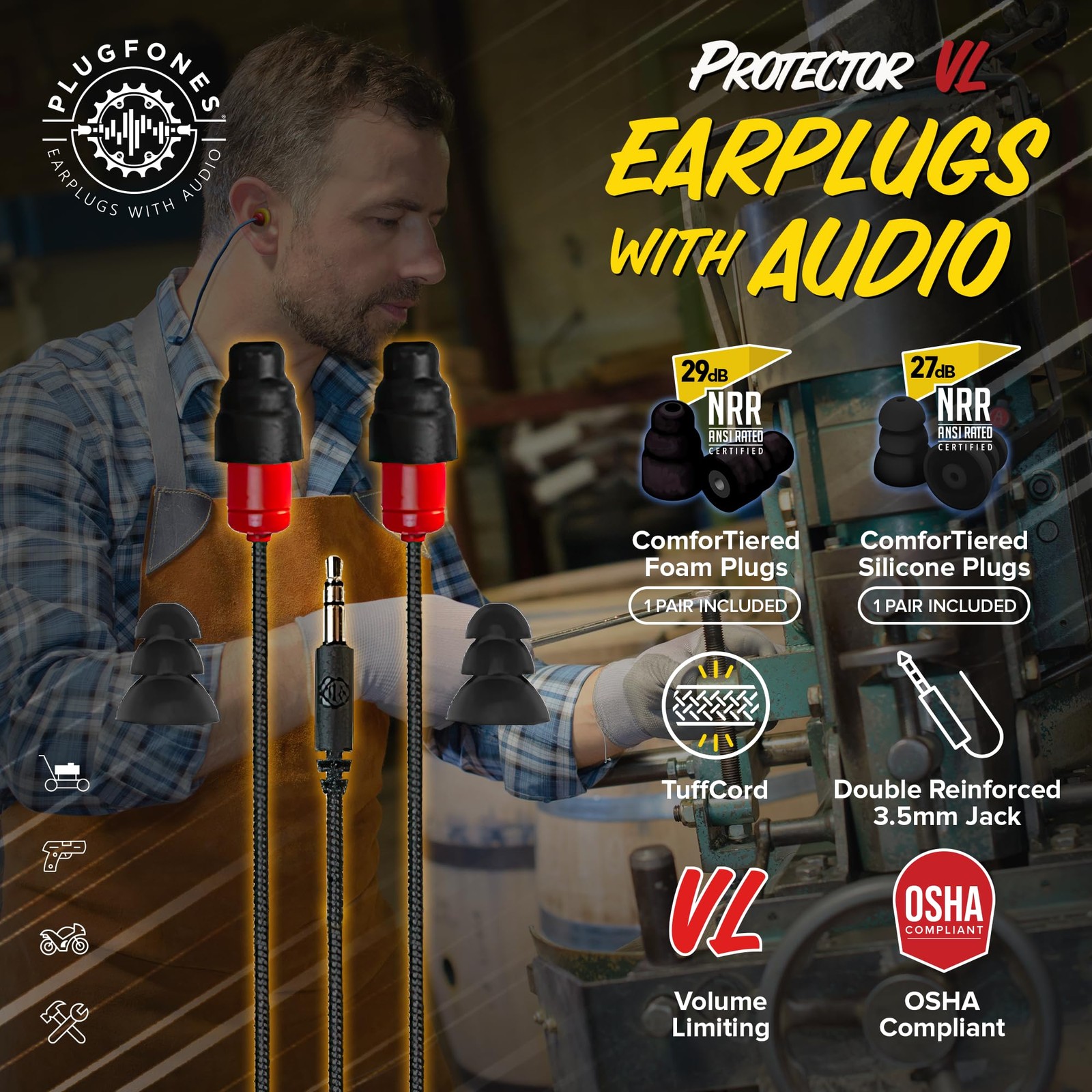 Plugfones Protector Black Red Earbuds