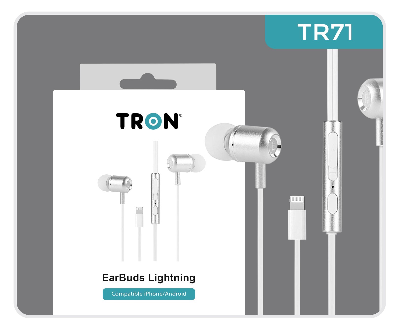 TRON Wired Earbuds with Mic & Volume Control, Noise-Isolating In-Ear Headphone