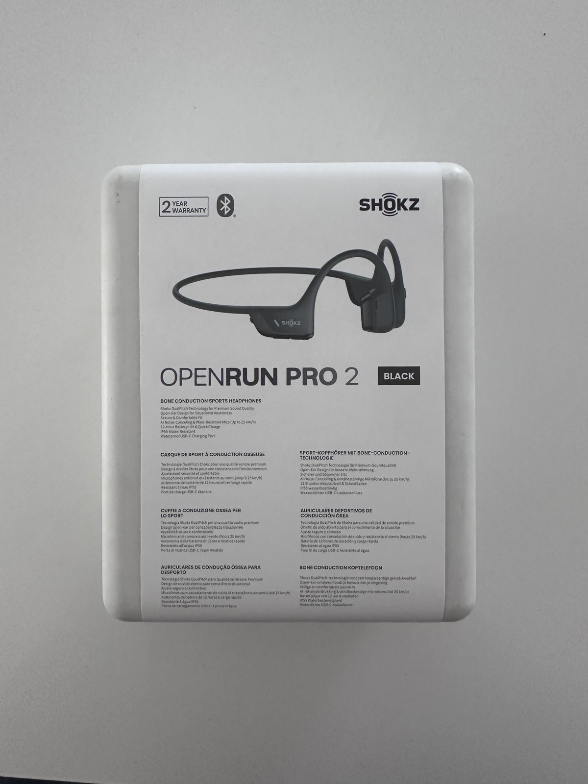 New Shokz OpenRun Pro 2 Bone Conduction Sports Headphones Black S820, New Sealed