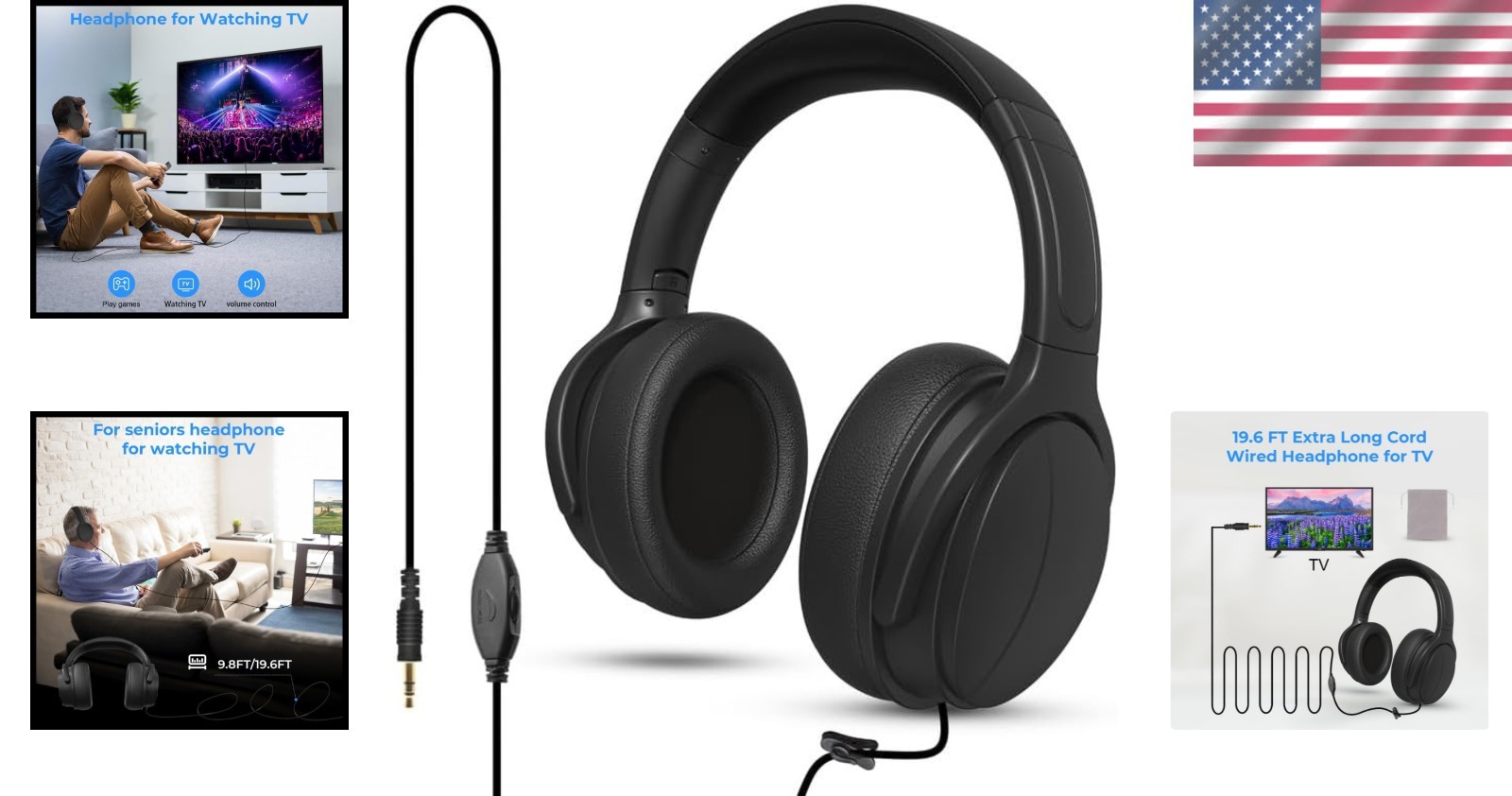 Lightweight Wired Headphones for Seniors – 9.8FT Cord