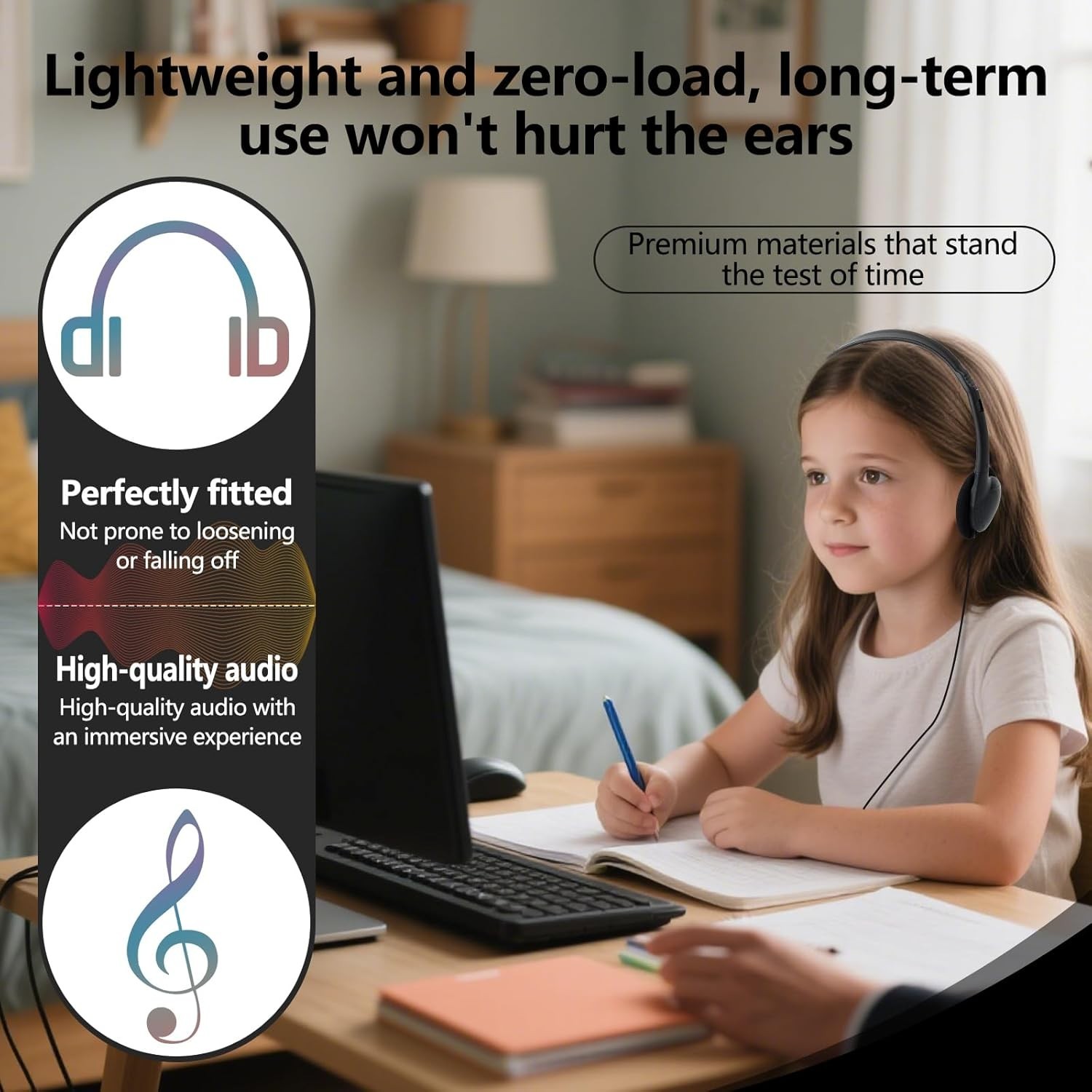USB C Headphones Bulk 10 Pack for Kids Classroom School,On-Ear Wired USB T61-10