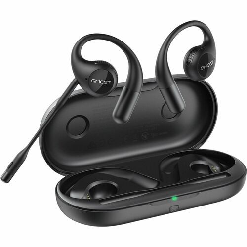 EMEET Airflow (Black) Open-Ear Headsets with Detachable Boompole and Uplink Nois