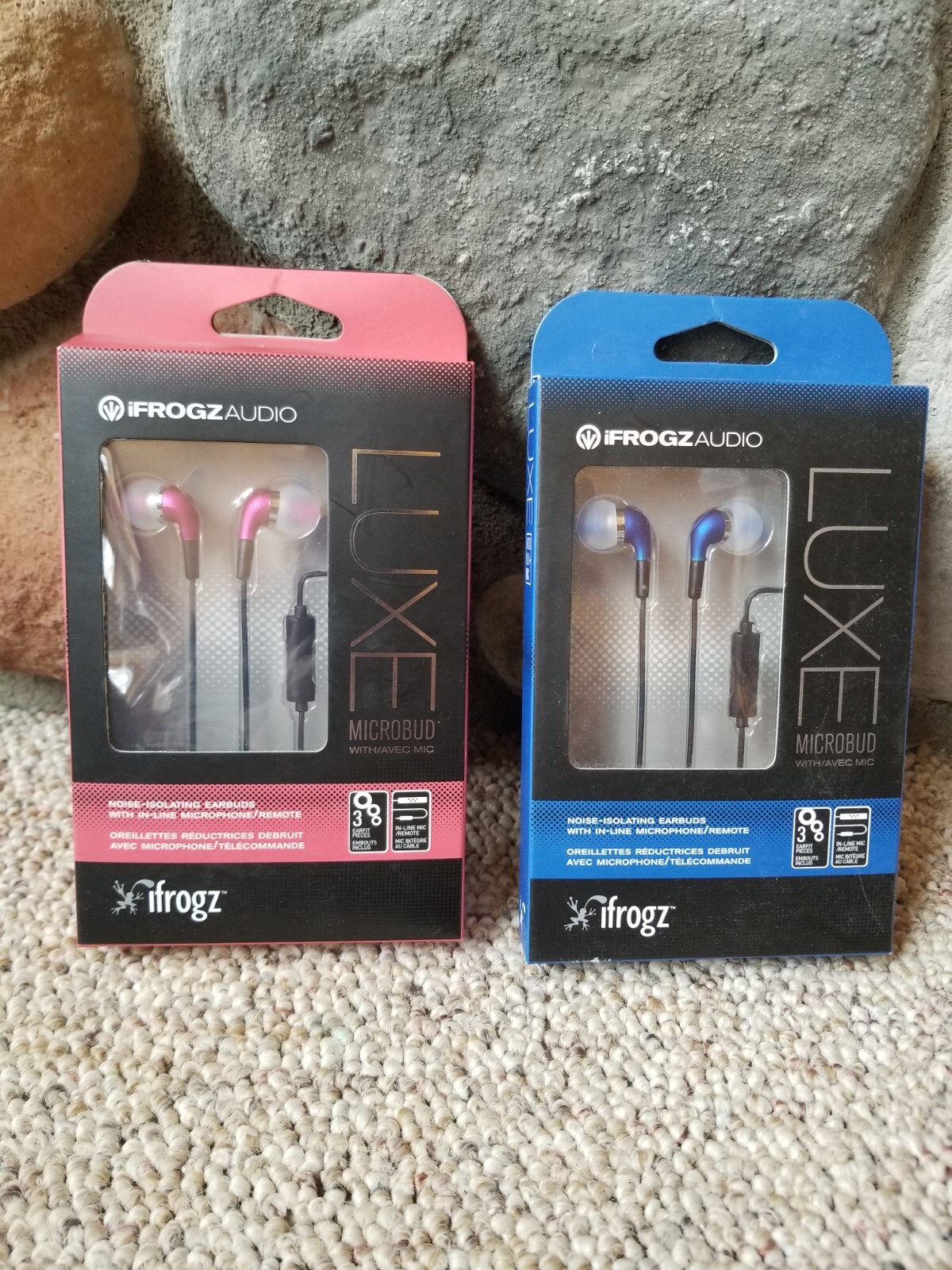 NEW iFROGZ Audio Luxe Microbud Noise Isolating Earbuds In-Line Microphone 2 Pair