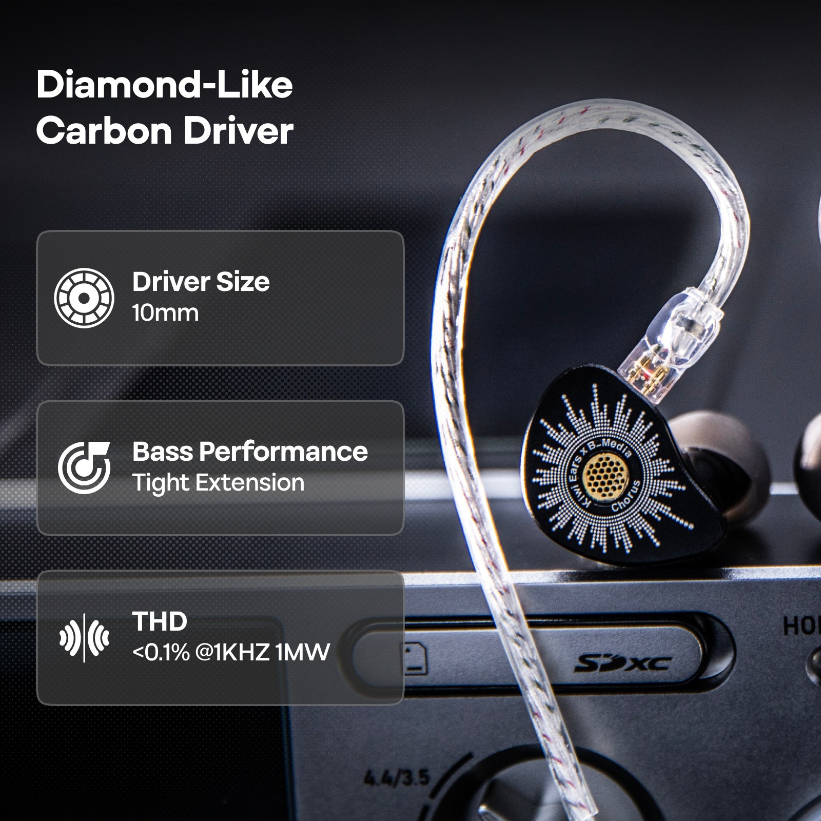 Kiwi Ears x B_Media: Chorus DLC Diaphragm Dynamic Driver IEM Earphone