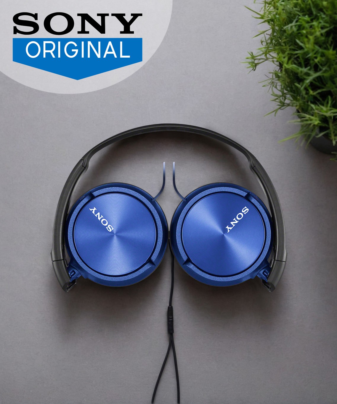 SONY MDR-ZX310AP, 30mm Driver and Foldable Design Wired Headset Blue,
