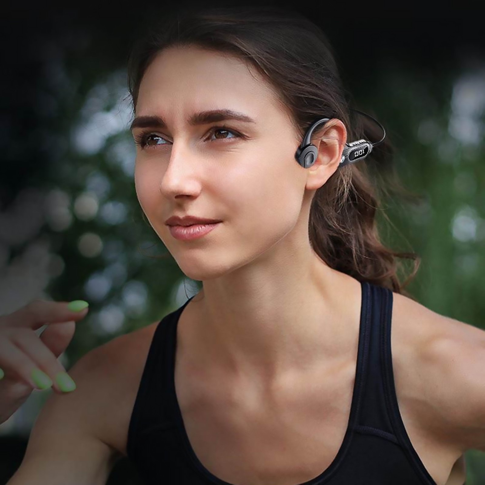 Easy Pairing Bluetooth Headphones Commute LED Digital Screen Bone Conduction