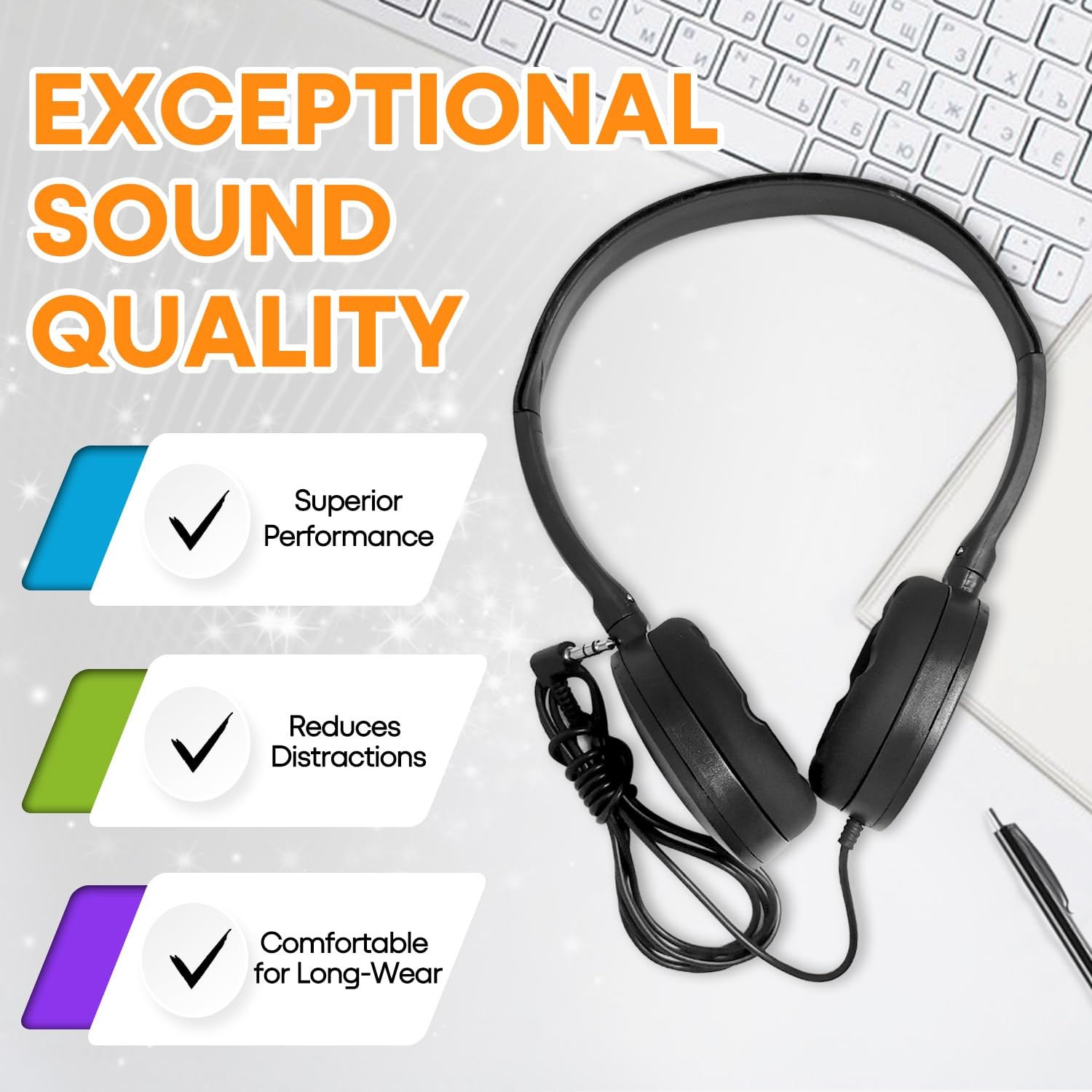 Classroom Headphones Bulk 100 Pack for School Kids K-12,Wholesale Durable Ear…