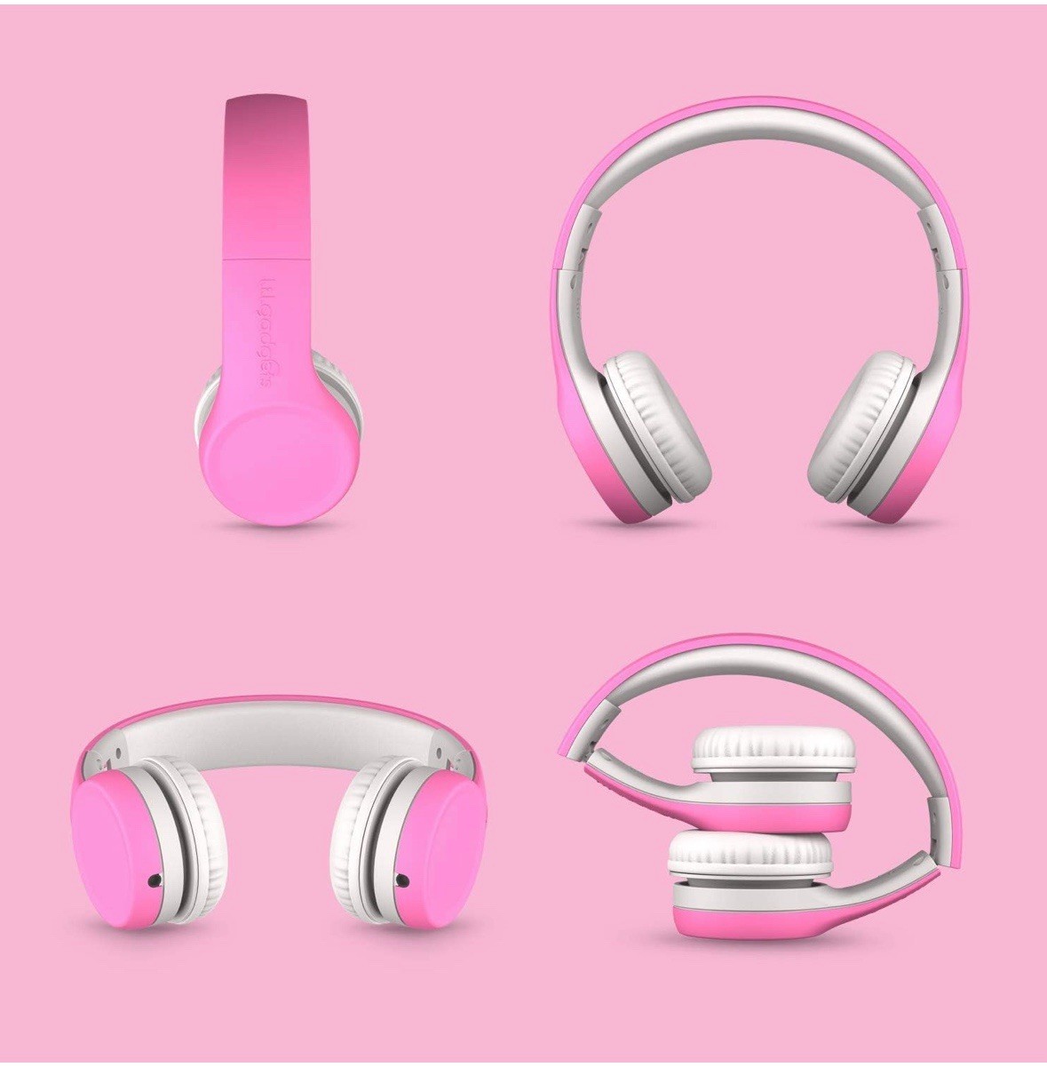 LilGadgets Kids Headphones for School – Ages 3+, On-Ear, Foldable, Wired Pink