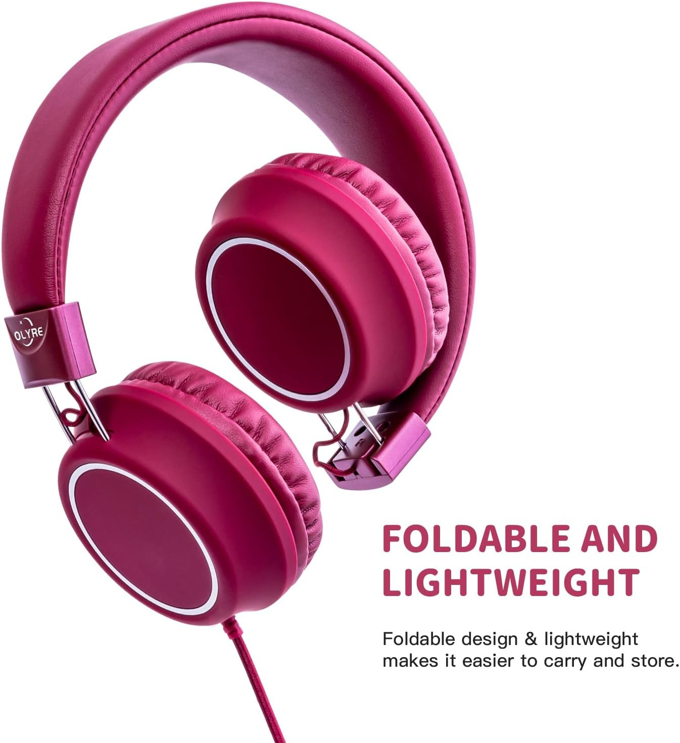 Olyre Kids Headphones,Wired Toddler Teens On-Ear Headphones with HD Microphone,9